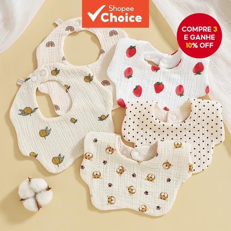 Babador De Gaze Infantil De Algodão De Seis Camadas Com Toalha De Saliva Giratória De 360 Graus , Babadores