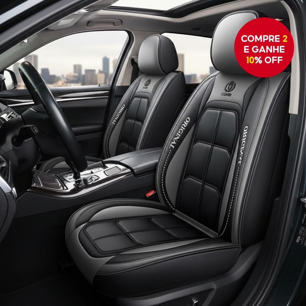  Conjunto Completo de Capas de Assento de Carro de Luxo Impermeável em Couro PU, Protetor de Almofada para Assento