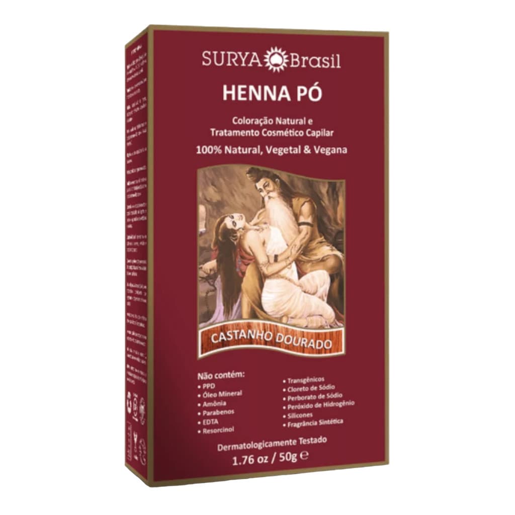 Tintura Natural Vegana Henna Pó Surya Coloração Escolha Cor