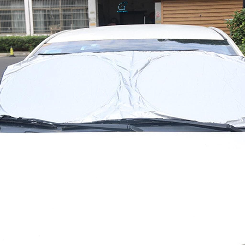 Pára-Sol De Carro De Círculo Duplo Revestido De Prata-Protetor Solar De Brisa Dianteiro Dobrável