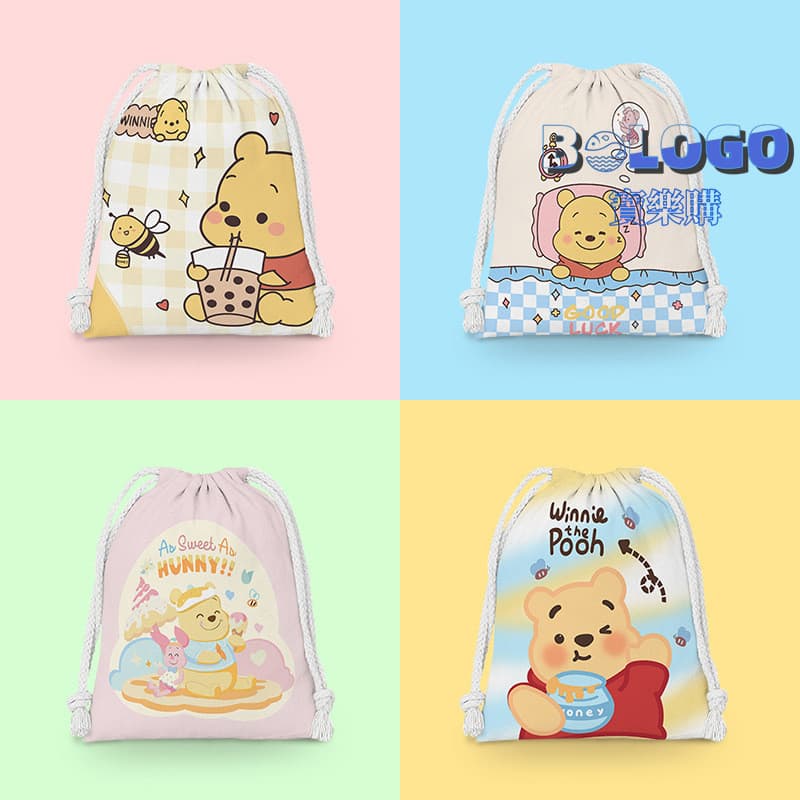 Pupu saco de cordão cordão dos desenhos animados pequeno saco de pano estudante saco de armazenamento de artigos diverso