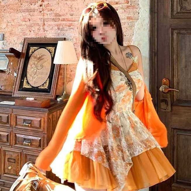 Vestido gordo costura estilo renda mm francês novo estilo verão Irregular Cardigan estilingue grande estilingue saia tam