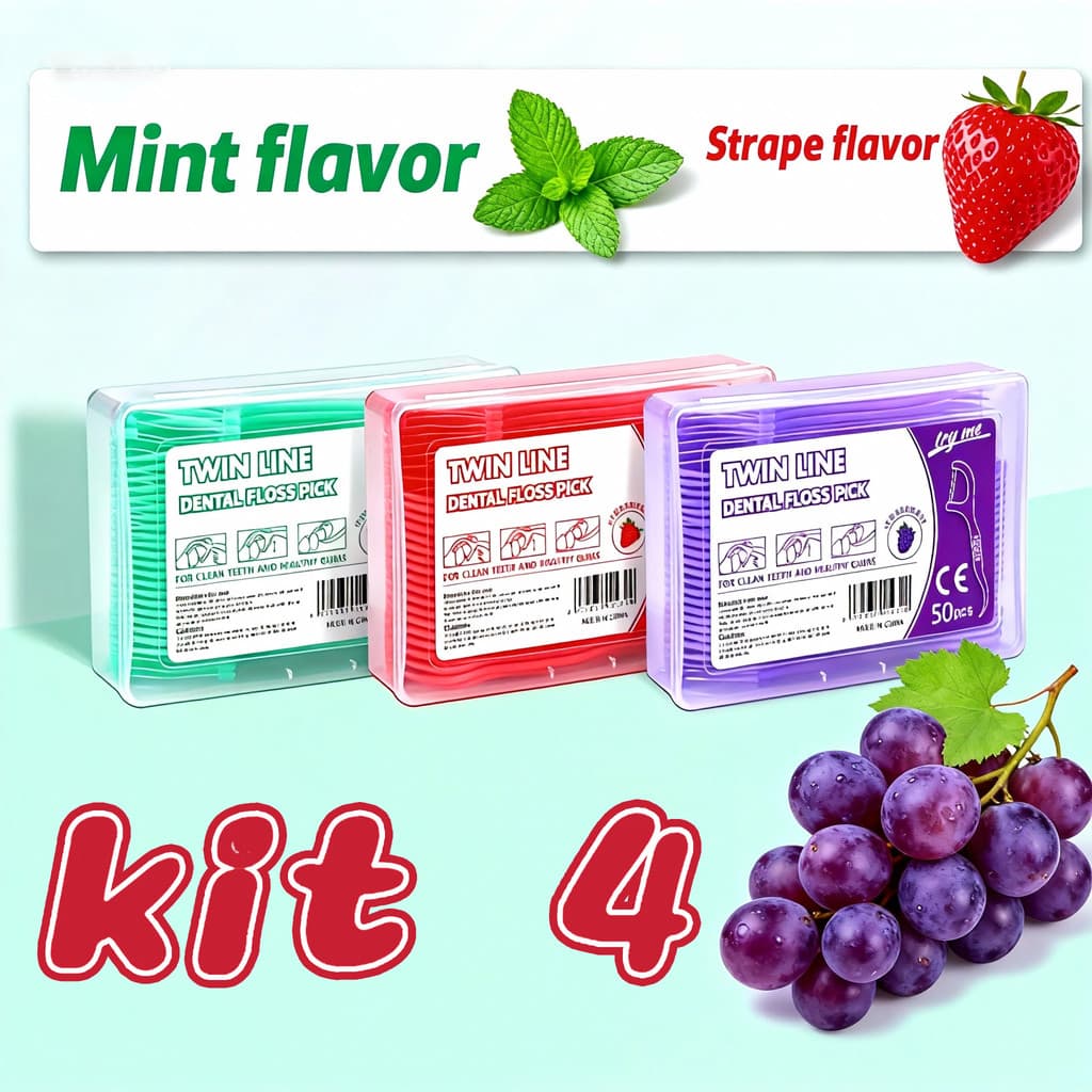 Kit Fio Dental Palitos Picks 200 pcs Ultra Fino Arco Material Resistente Higiene Oral