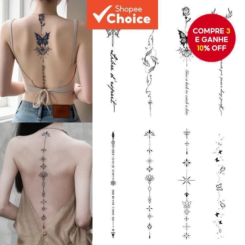 Tatuagem Temporária De Ervas Nas Costas-À Prova D'água E De Longa Duração (7 A 15 Dias) Design Realista Não Reflexivo Pa