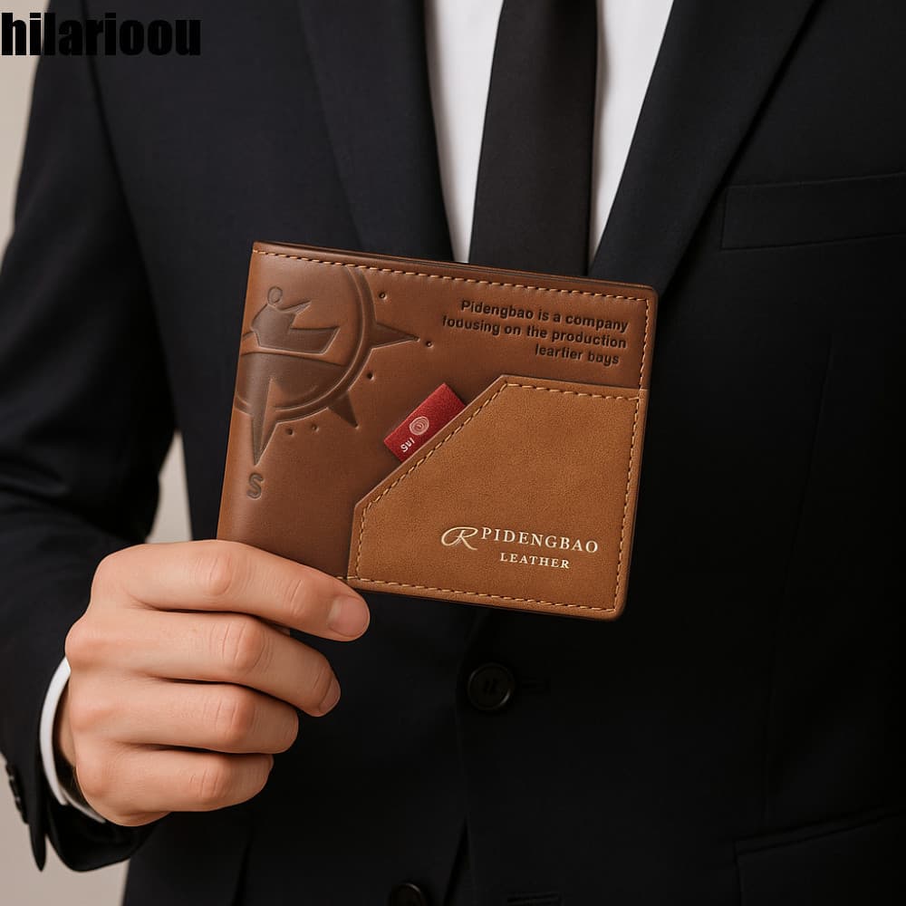 HILARIOOU Bolsa Curta Masculina , Bolso Para Moedas Masculino De Couro PU De Lazer , Porta-Cartões Recreativos Urbanos C