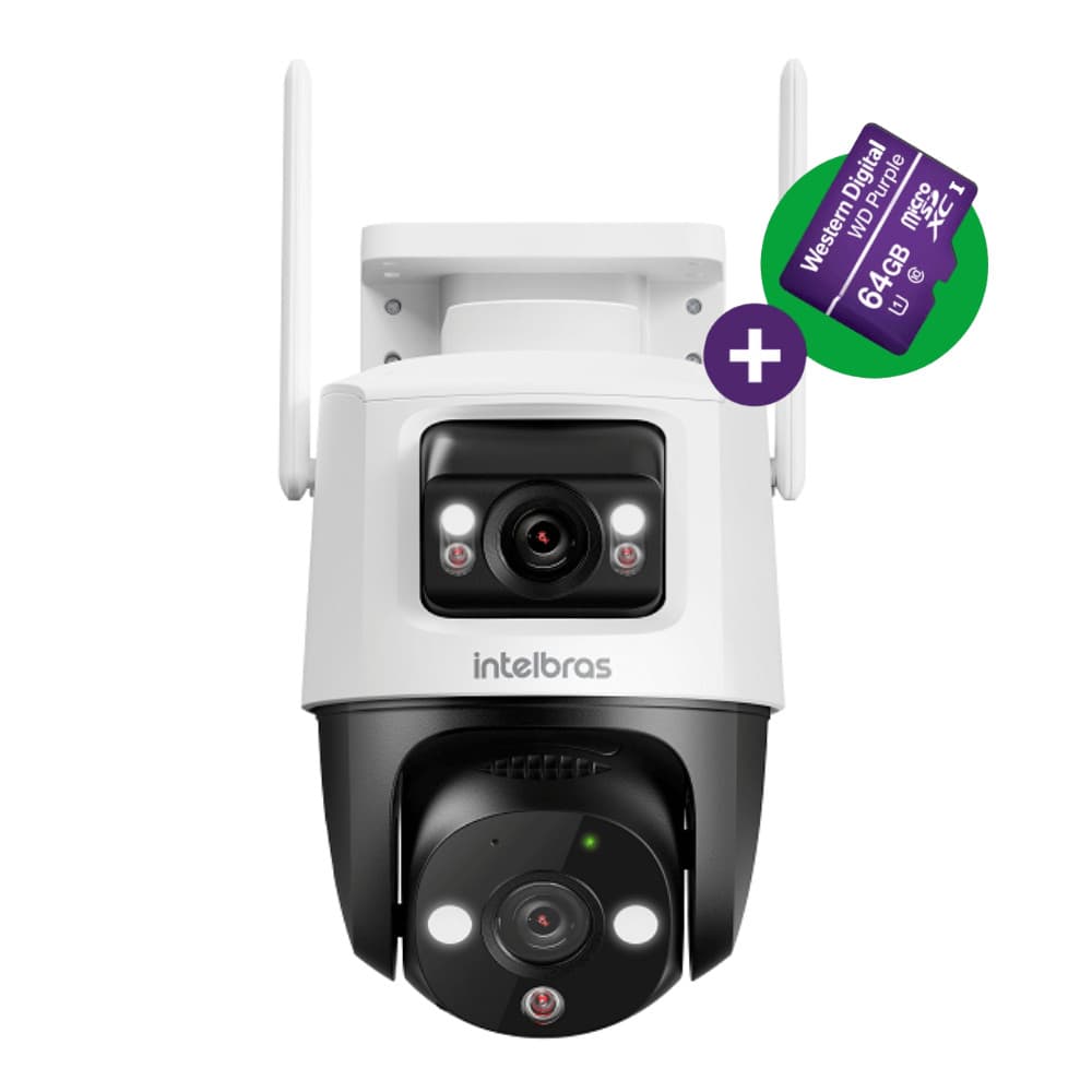 Câmera Externa iM9+ com Duas Lentes Visão Noturna e MicroSD 64GB Intelbras