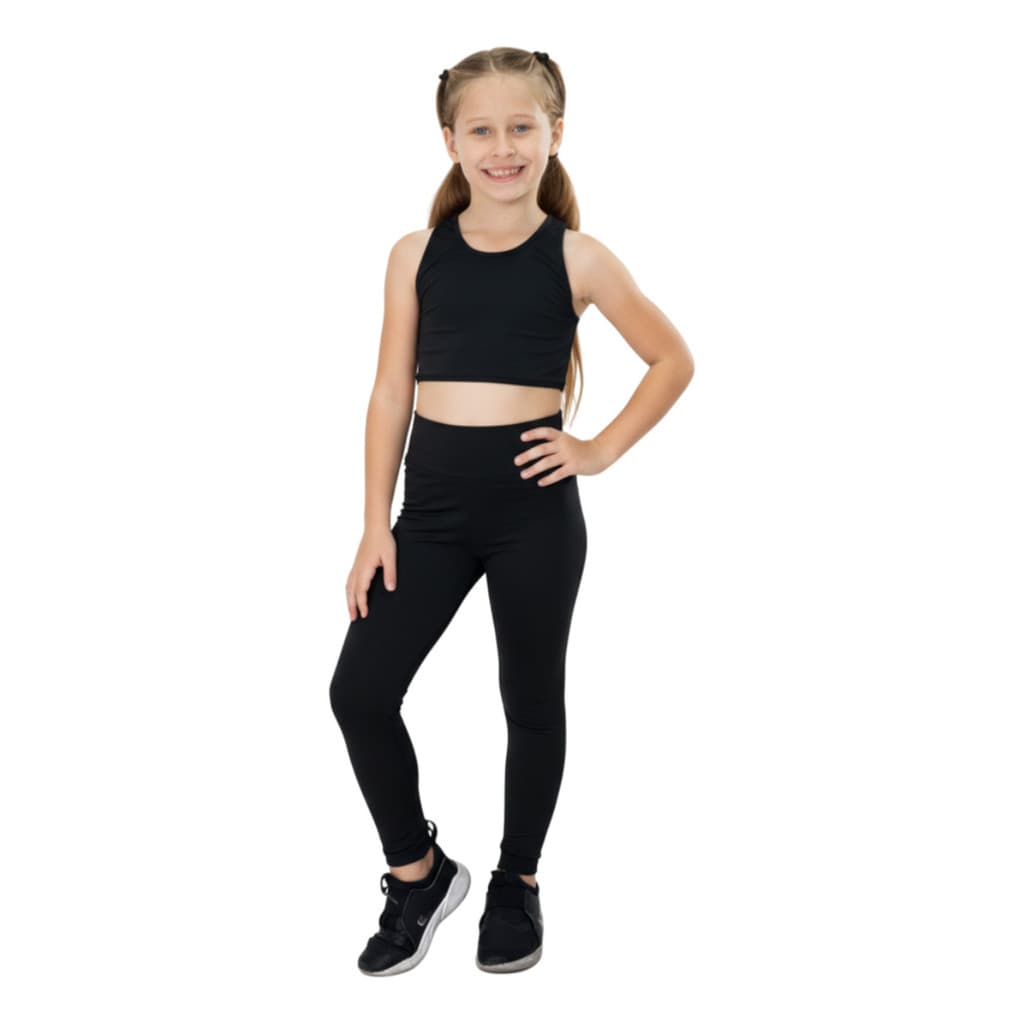 Conjunto Infantil Fitness Top Nadador E Calça Legging Lycra