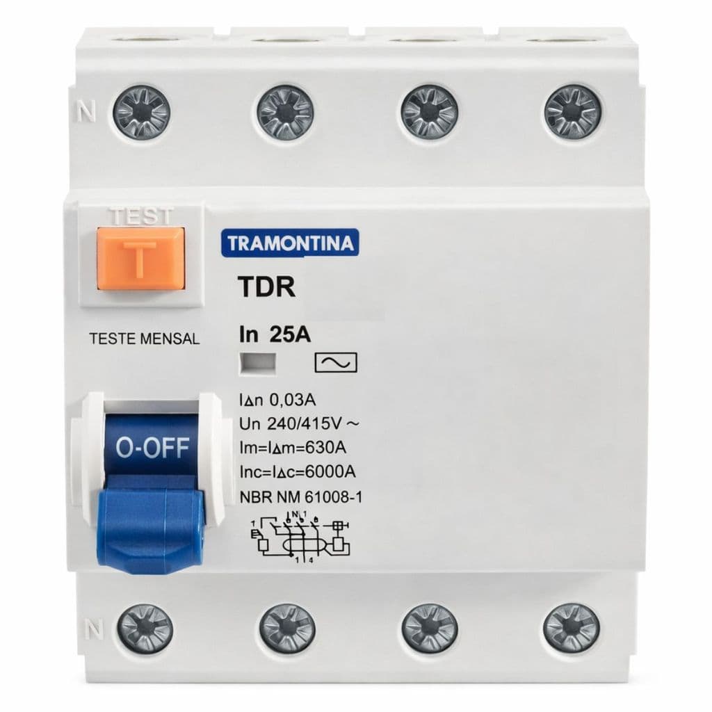 Disjuntor Diferencial DR 25A 30mA 4P Tramontina
