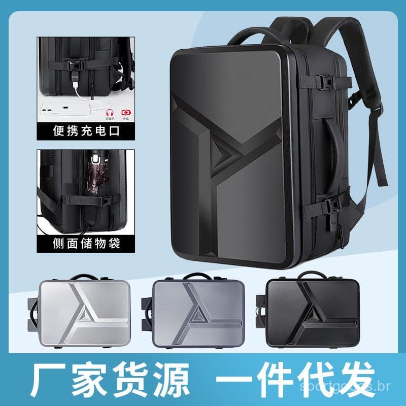 Mochila Rígida Masculina para Negócios, Bolsa para Computador, Mochila de Viagem Espessa e de Grande Capacidade, Mochila