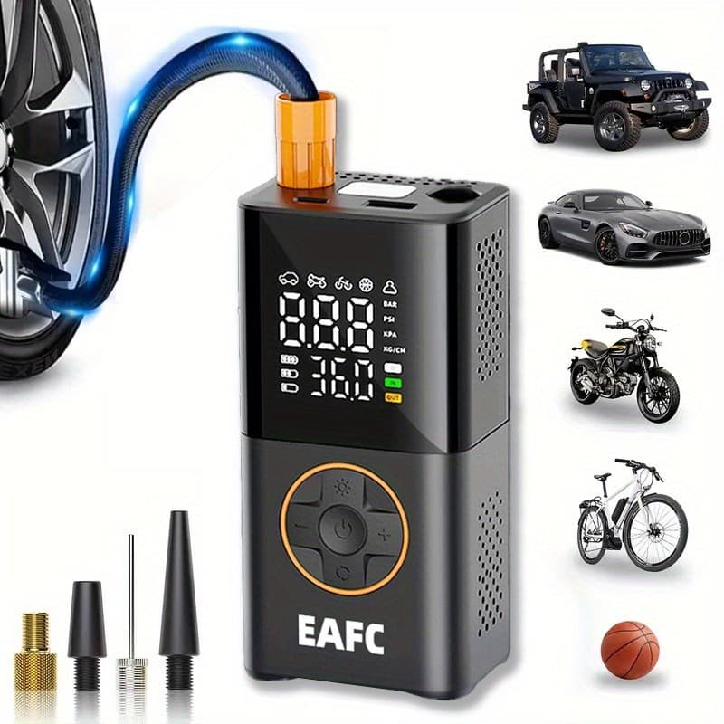 Bomba de ar para pneus de carro EAFC, bomba de Compressor de ar sem fio, bomba de ar elétrica portátil sem fio para carr