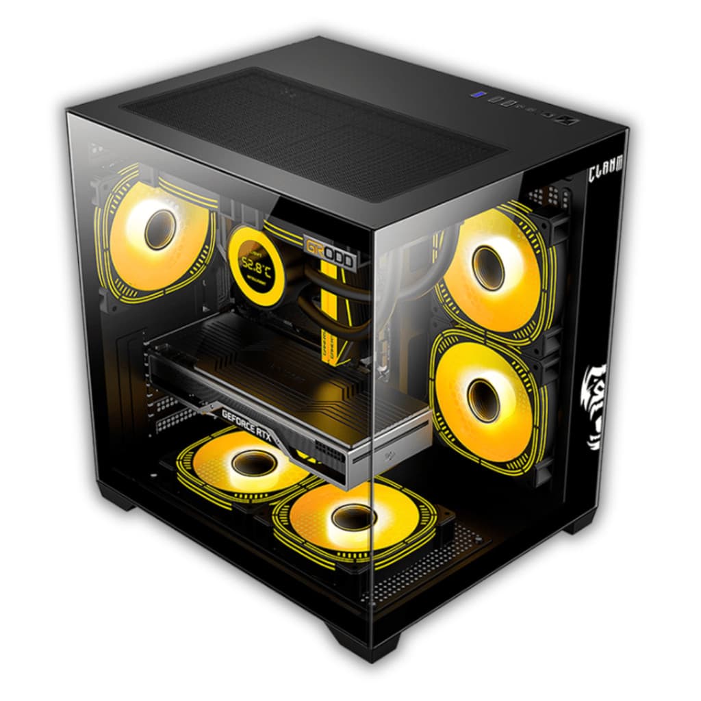 Gabinete Gamer Night Grodd Vidro + 3, 5 ou 7 Fans Brancas ARGB + Controladora Clanm