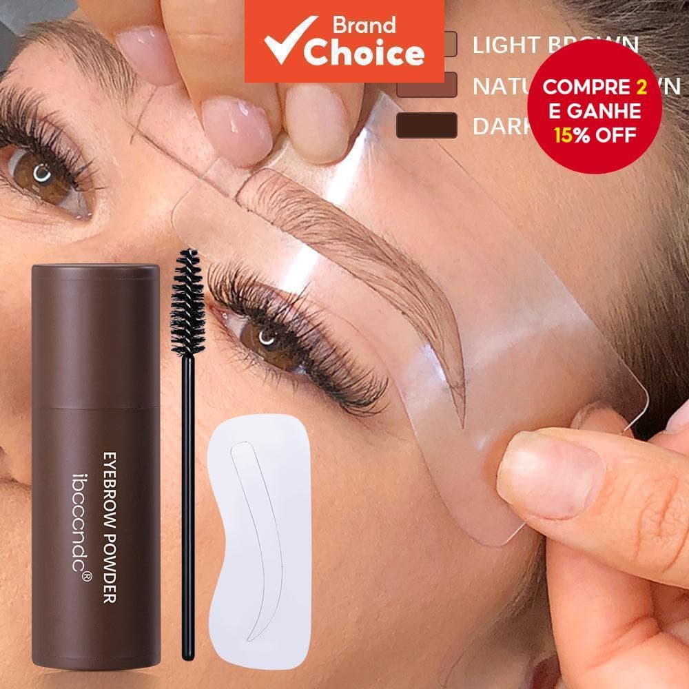 Kit De Carimbo De Sobrancelha À Prova D'água Com Estênceis E Pó Para Modelagem Natural Em Uma Etapa , Intensificador De 