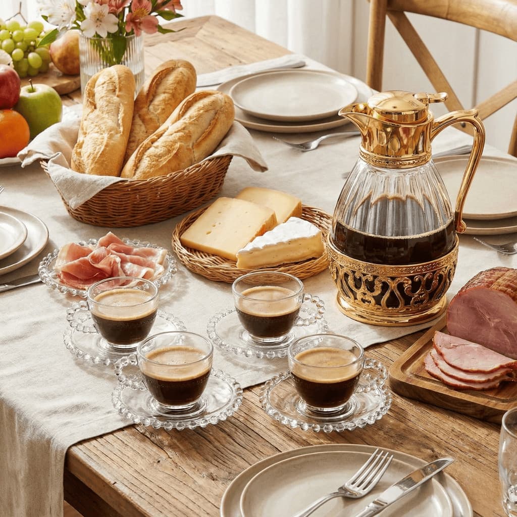 Conjunto de Xícaras de Café Pérola 100ml com Pires – Kit 4 Peças em Vidro para Café e Espresso