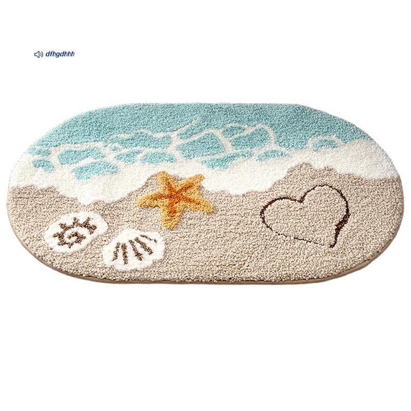 Engraçado Concha Praia Banheiro Tapete Onda Estrela Do Mar De Banho Secagem Rápida Extra Macio Tufado (16 X 24 Polegadas