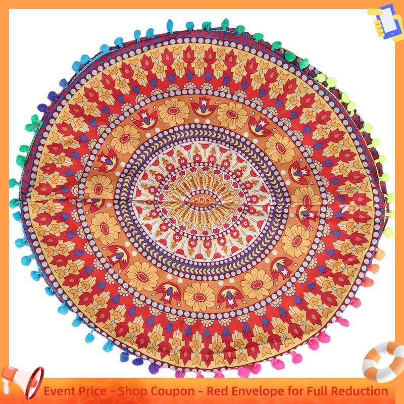 Capa De Almofadas Boêmias Redondas Para Piso De Mandala Indiana 13