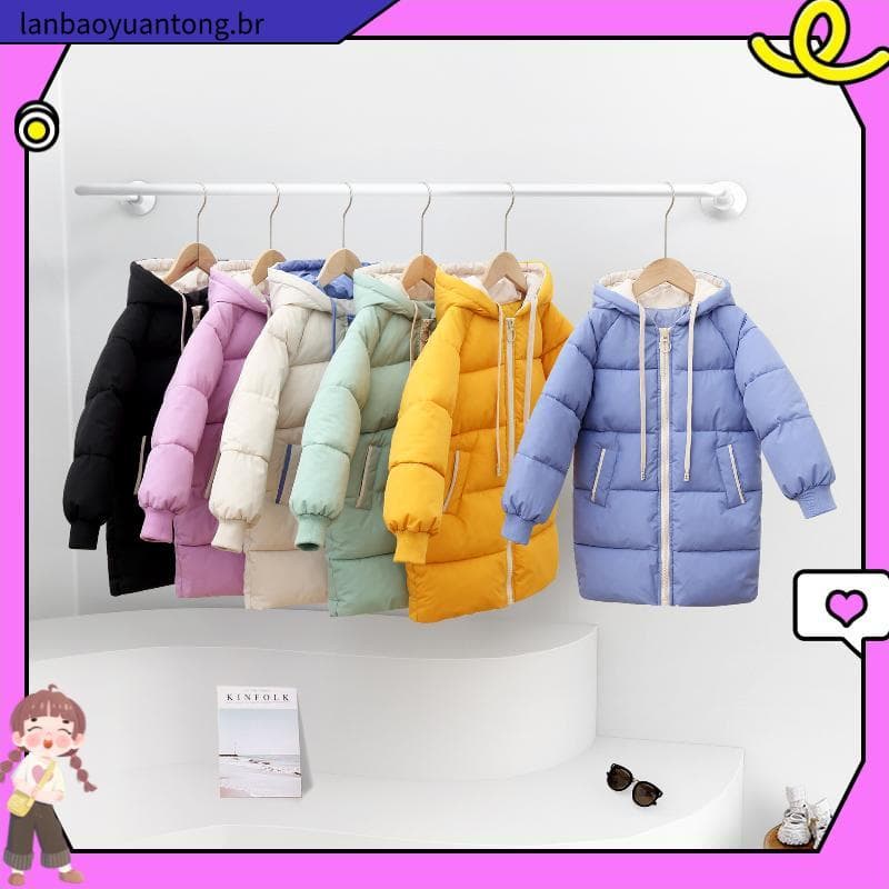 Casaco De Inverno Para Menino Menina Crianças Longo E Espesso parka Com Capuz Neve