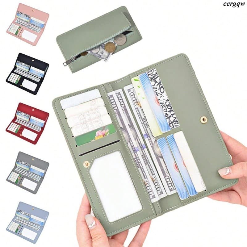 Carteira Ultrafina Para Mulheres , Porta-Cartão De Crédito Com Bloqueio De RFID , Carteiras De Embreagem Duplas Zíper , 