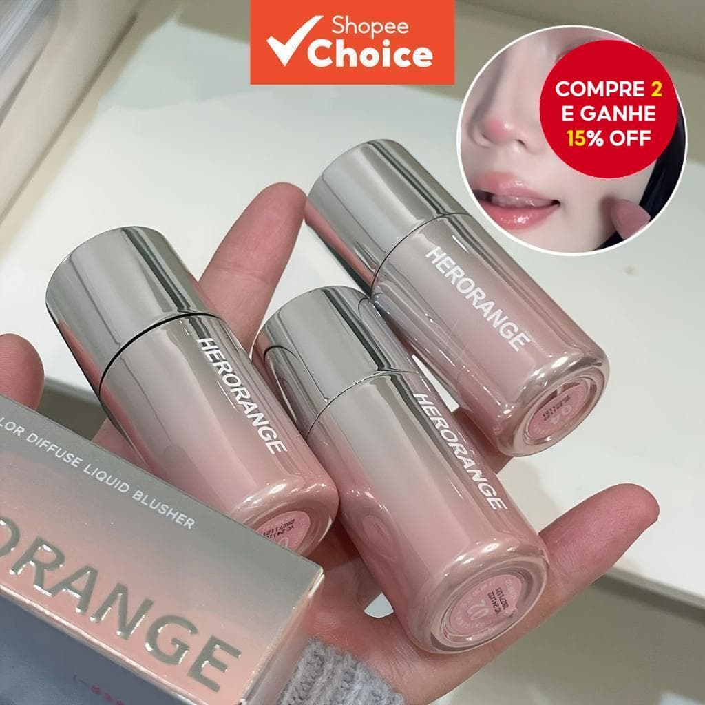 HERORANGE Liquid Blush Stick Com Ponta De Esponja-Dupla Utilização Para Lábios E Bochechas , À Prova D'água , De Longa D