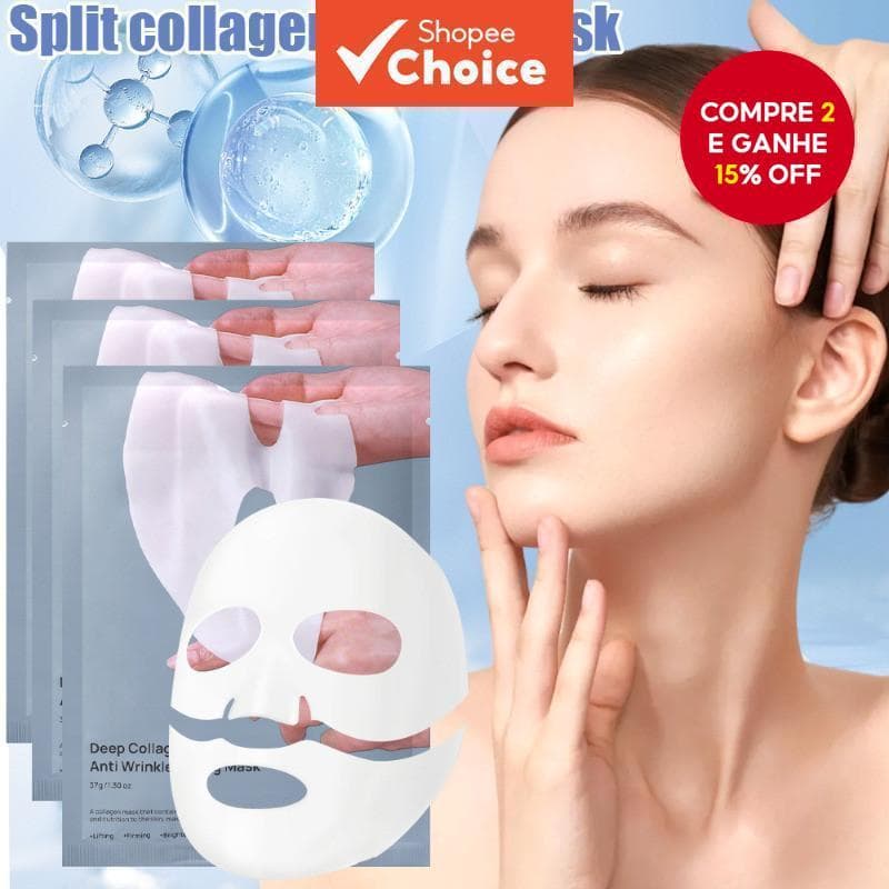 Máscara Facial Dividida De Colágeno Biológico Para Hidratante Profunda E Reafirmante