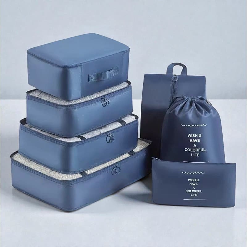 Kit de 7 Peças Bolsas Organizadoras para Mala e Bagagem de Viagem  Organizador Higiene Pessoal