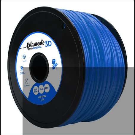 FILAMENTO IMPRESSORA 3D AZUL 3MM 1KG 5+ ABS