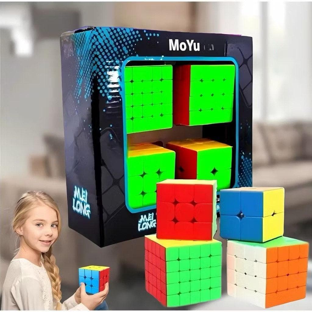 Cubo Mágico MoYu Kit 4 Unidades | 2x2+3x3+4x4+5x5 | Presente para Crianças & Adultos