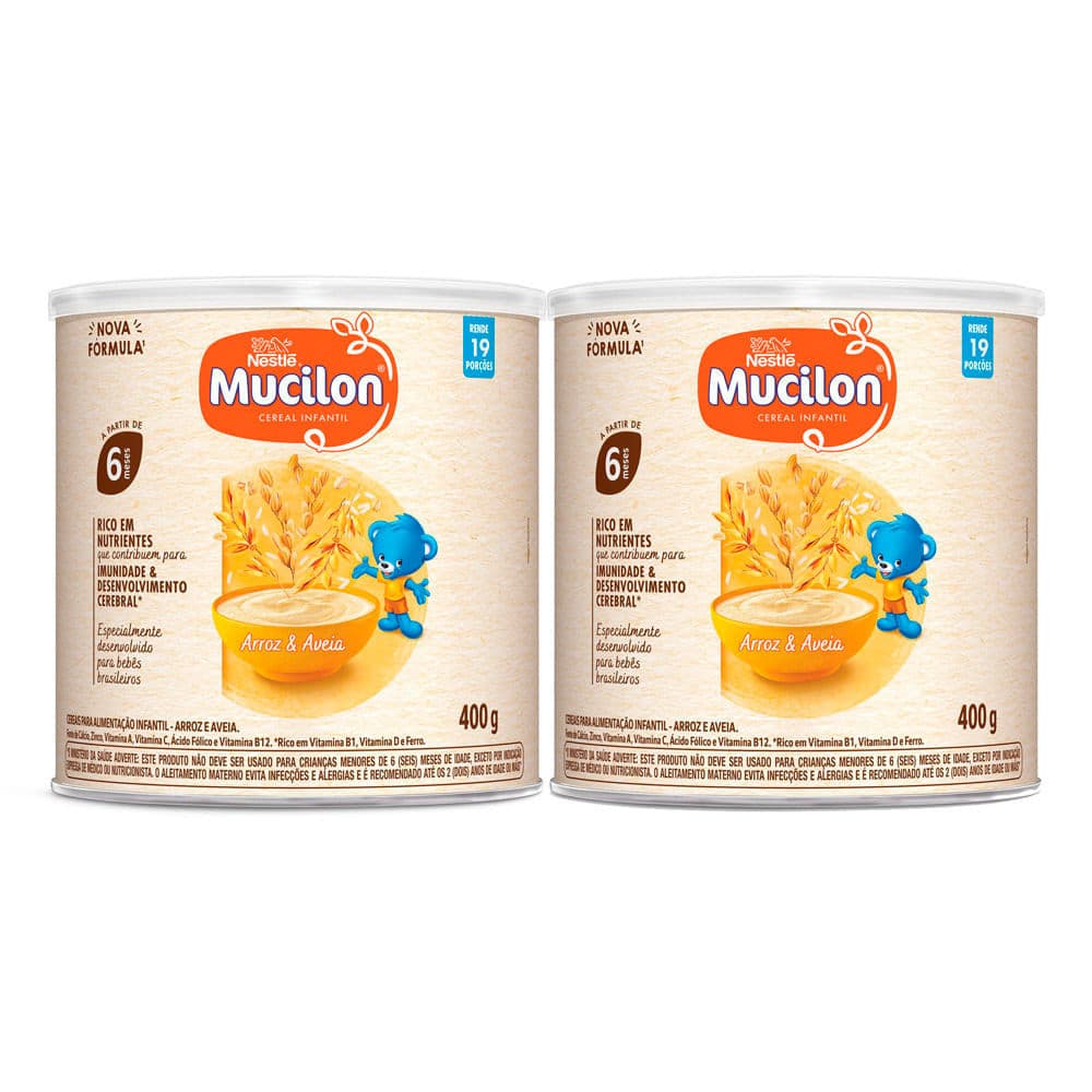 Kit 2 Mucilon Cereal Infantil Sabor Milho a Partir de 6 Meses 400g