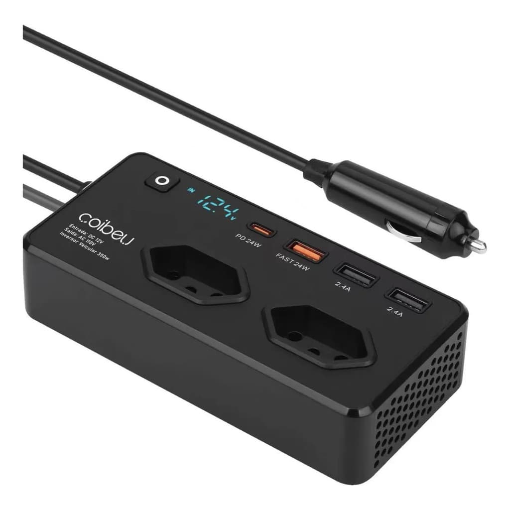 Inversor Carro Veicular 350w 6portas Usb Usbc 12v 110v 220v