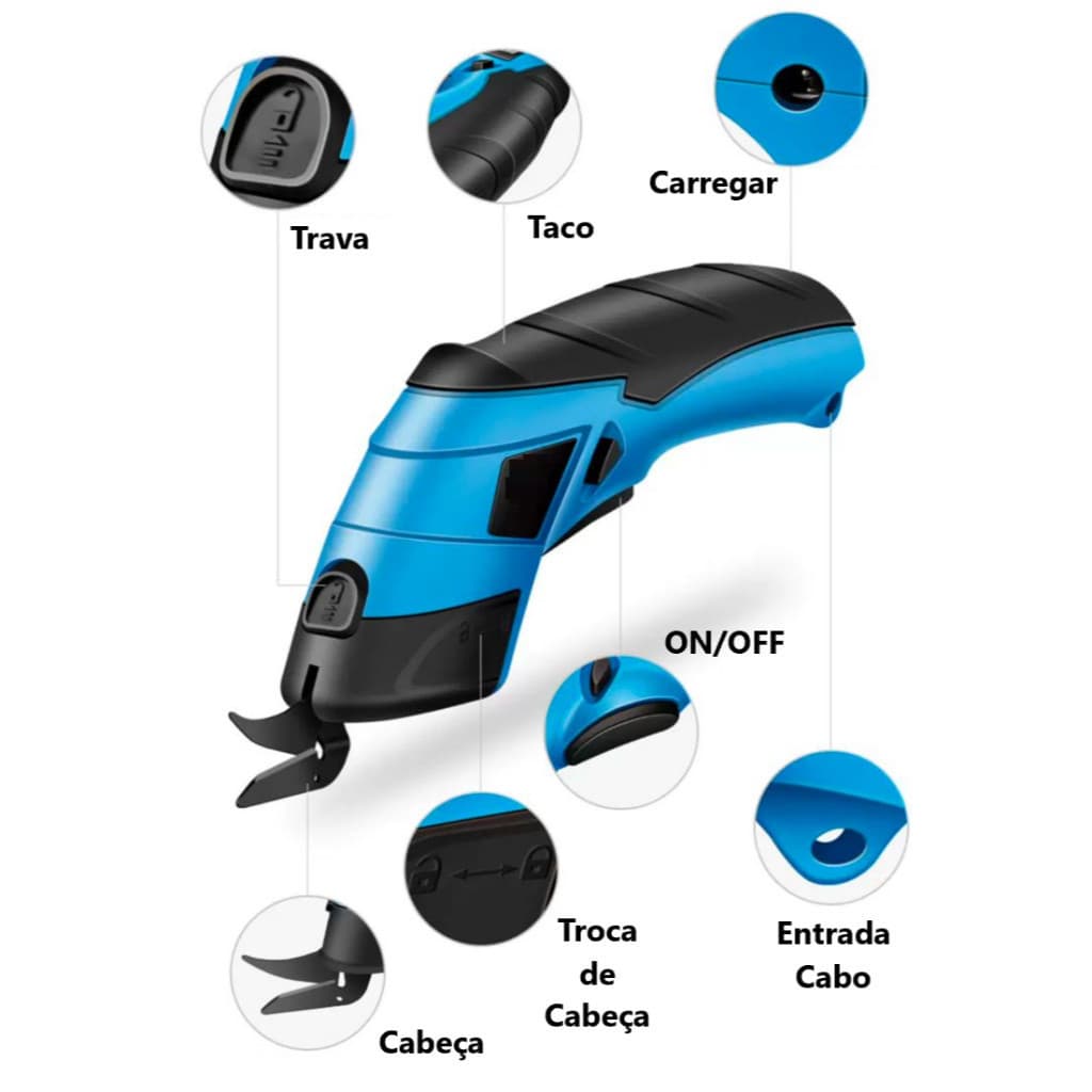 Tesoura Elétrica Para Tecidos Usb Recarregável 12v Bivolt LULU