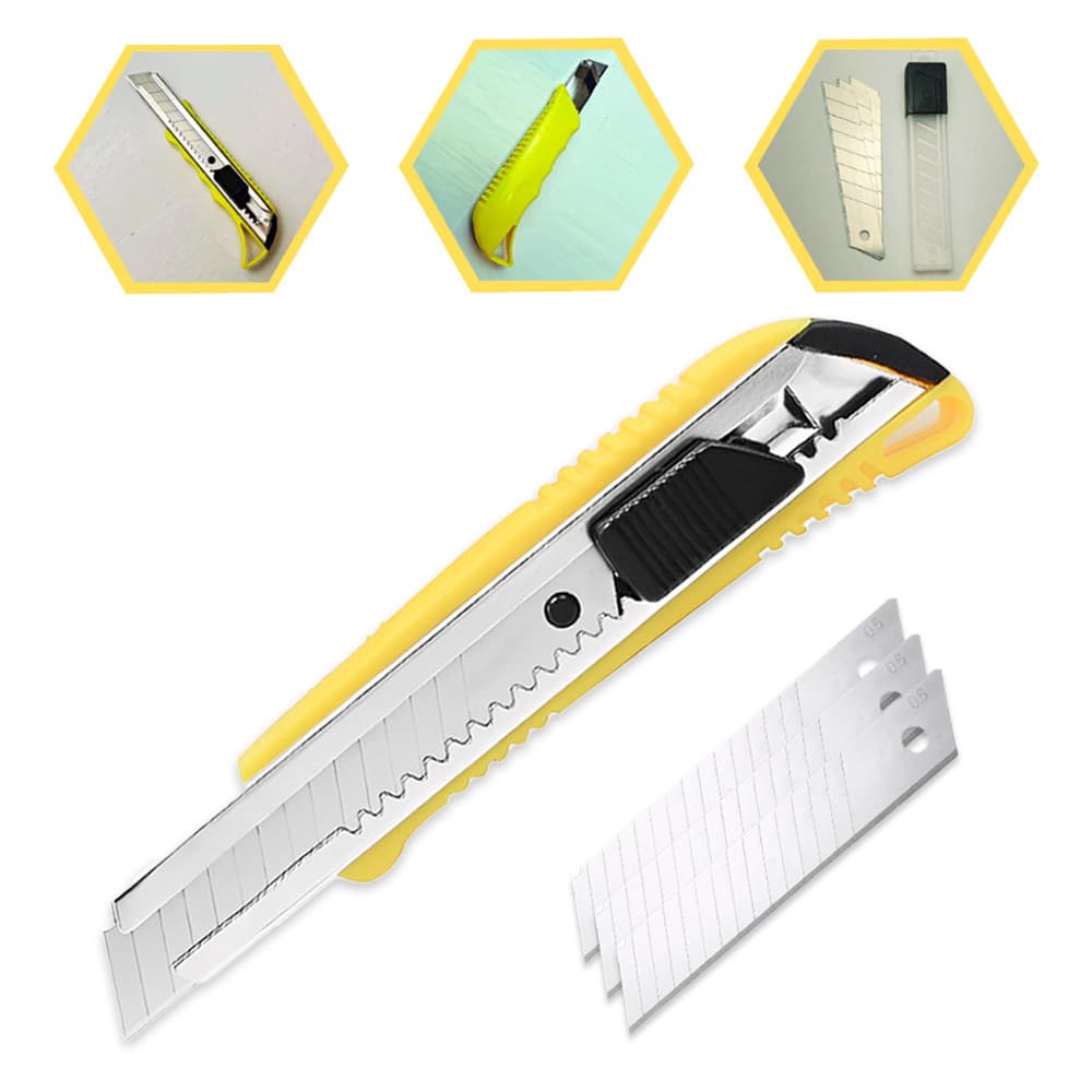 Kit Jogo 1 Estiletes Retrátil 18mm Profissional +3 Lâminas