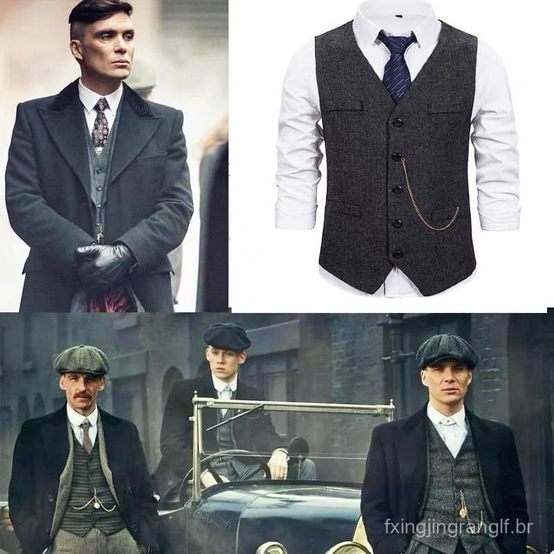 Colete de Terno Masculino Tommy Shelby Peaky Blinders, Estilo Britânico, Presente de Aniversário Moderno B8G1