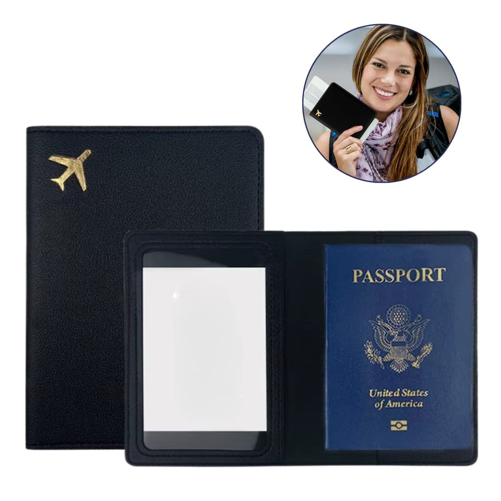 Porta Passaporte Carteira De Viagem De Couro PU Capa Para Vários Cartões Documentos