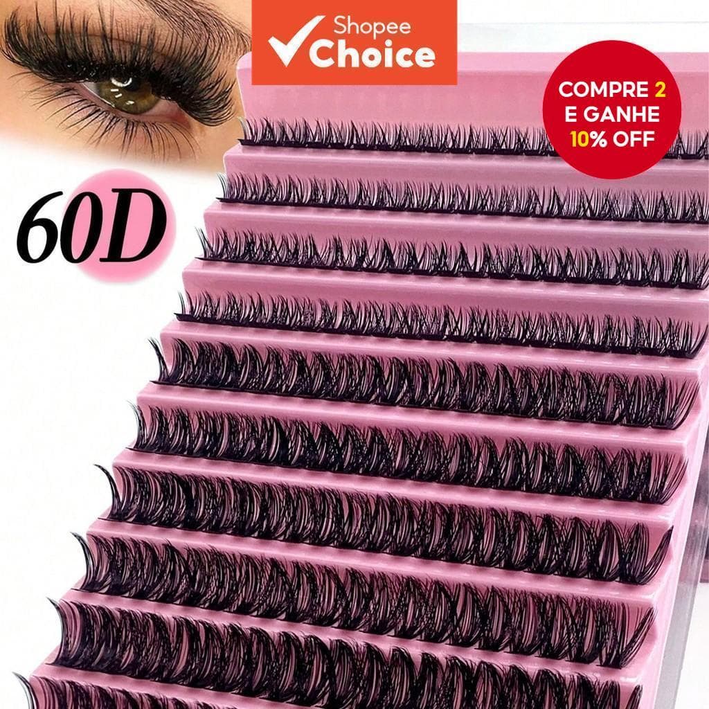 Cílios Postiços Segmentados Agrupados 60D , Faça Você Mesmo , Adequados Para Todos Os Tipos De Festas , 10 Fileiras