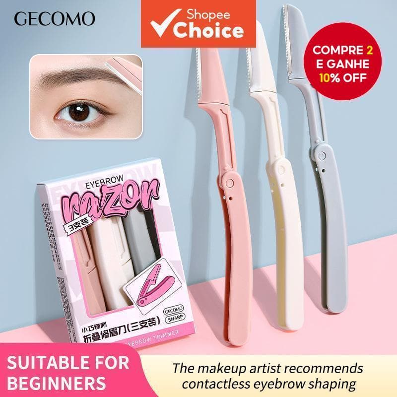 Navalha De Sobrancelha Gecomo 3-Pack , Barbeador Facial Dobrável Para Mulheres Com Capa , Seguro E Portátil