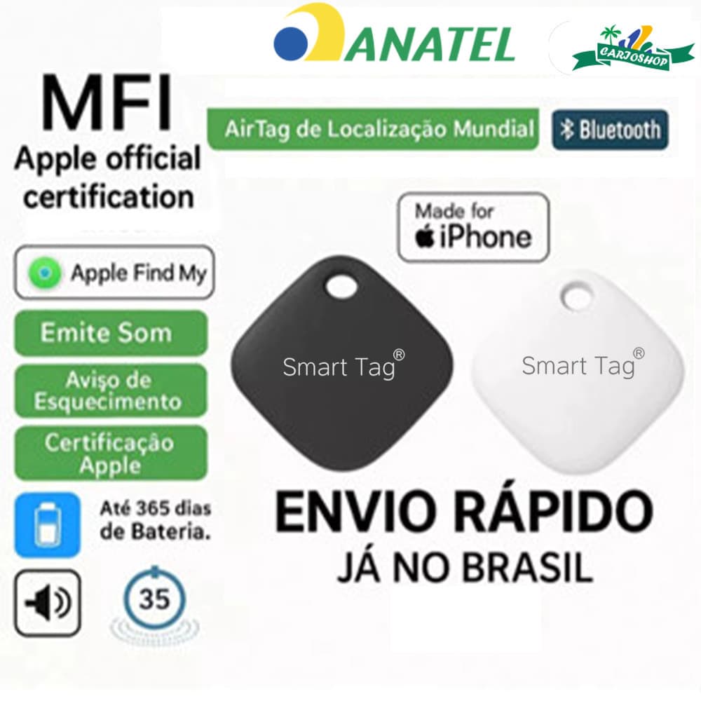 Localizador sem limite  AirTag MFI: Certificado MFI, para carro mala pet backpack documentos, compatível com Smart Tag