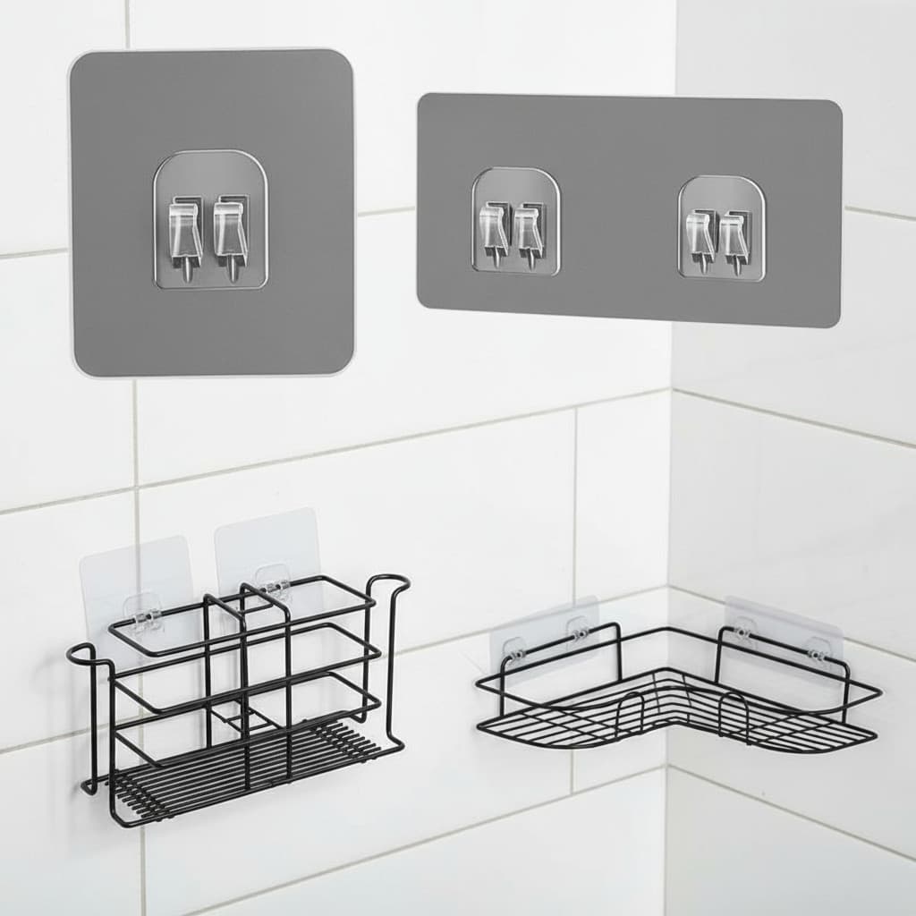 10/20/30 unidades de ganchos de pressão adesivos transparentes para pendurar utensílios na cozinha e banheiro