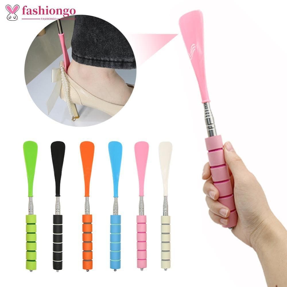 FASHIONGO Longo Ajustável Retrátil Sapato Ajudante De Aço Inoxidável Alça Longa Calçadeira Durável Profissional Preguiço