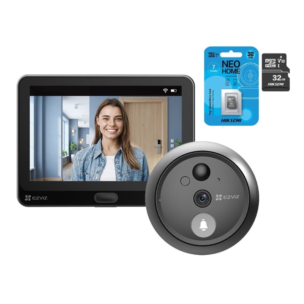 Smart Campainha Olho Magico Wi-fi Ezviz HP4 + Cartão 32GB