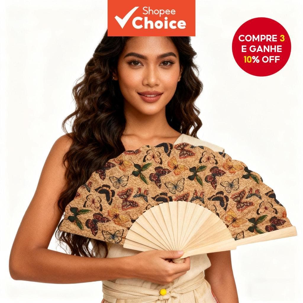 Ventilador De Cortiça Estilo Borboleta Fosco Espanhol Clássico Para Várias Cenas