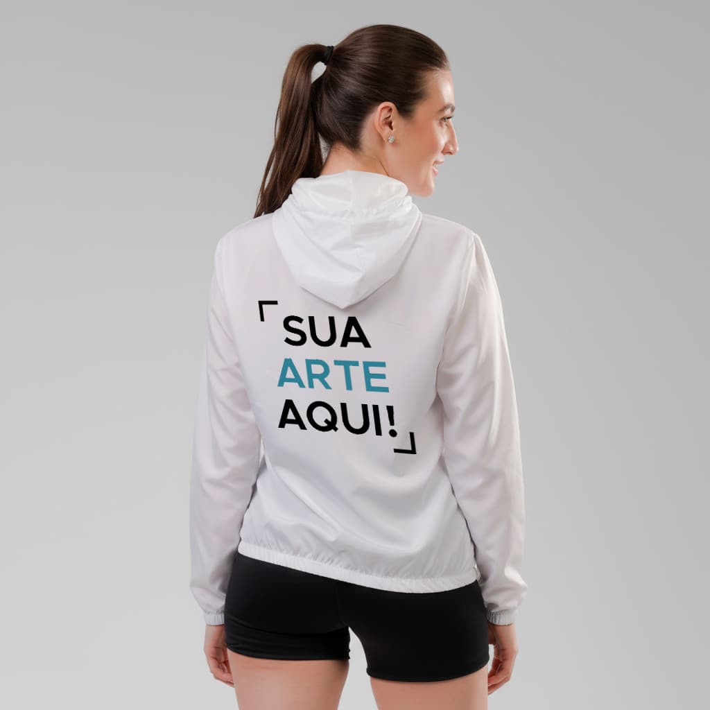 Jaqueta Corta Vento Impermeável Capuz Personalizada Touca