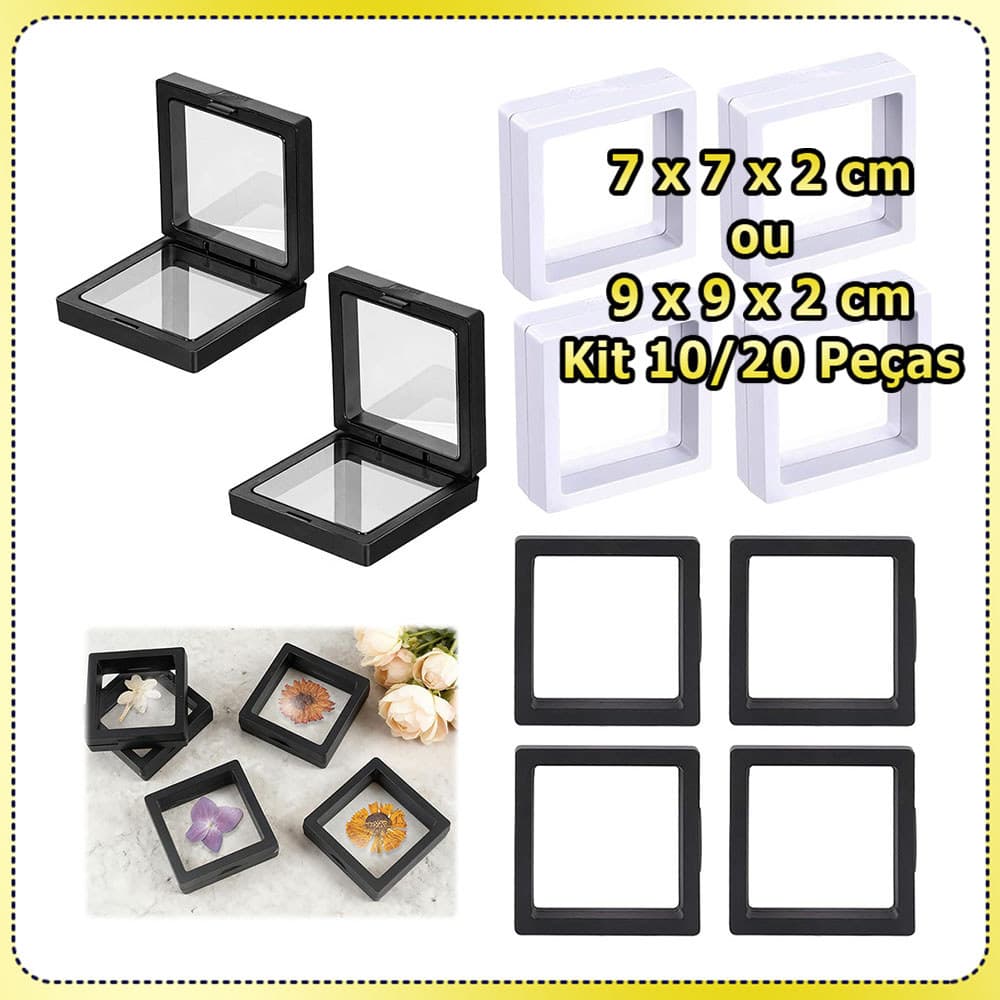 10/20 Pçs Caixa de exposição flutuante 3D,expositor,caixa de armazenamento em filme PE transparente 7x7cm 9x9cm