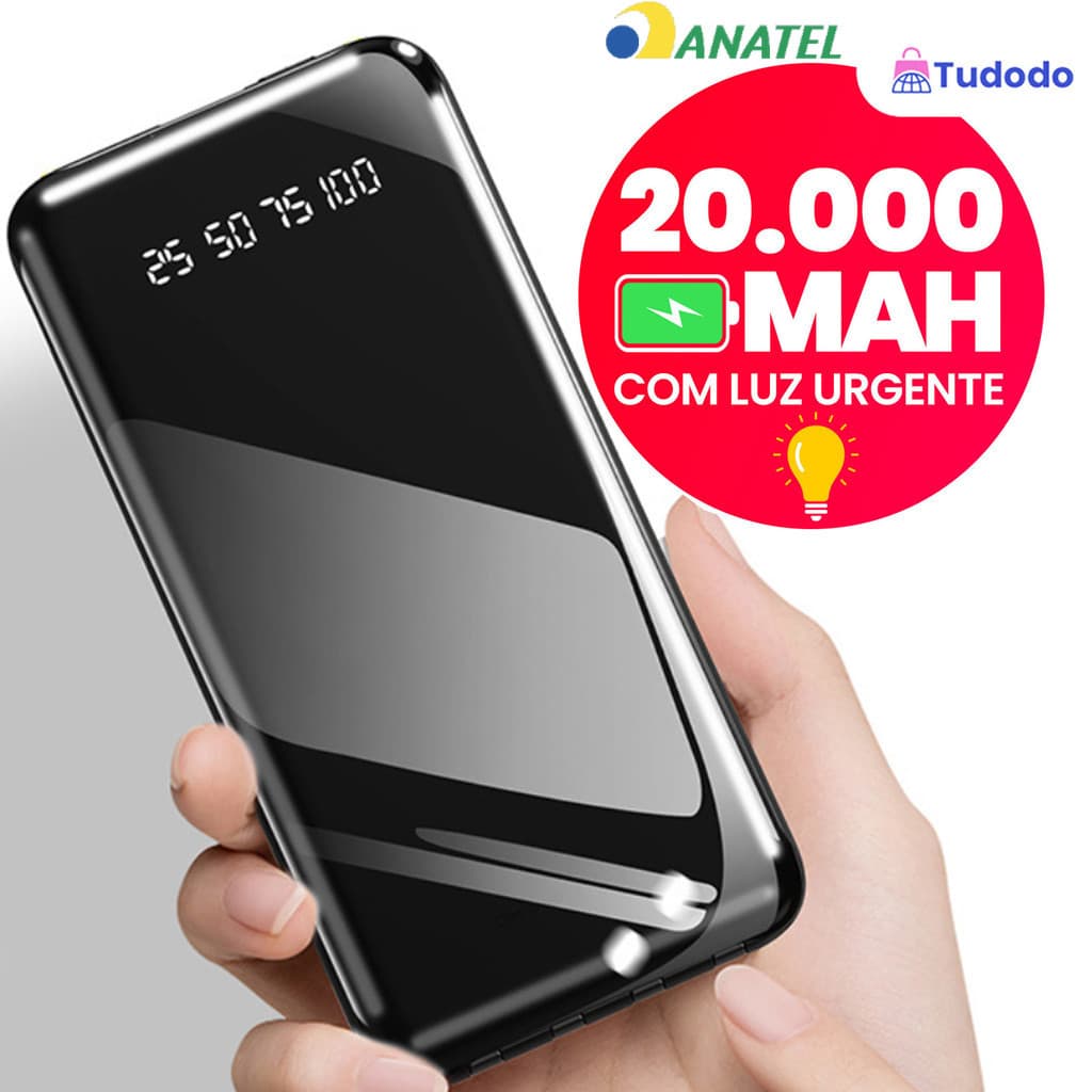 Power Bank 10000mah 20000mah Bateria Externa Carregador Portátil Ultra Compacto