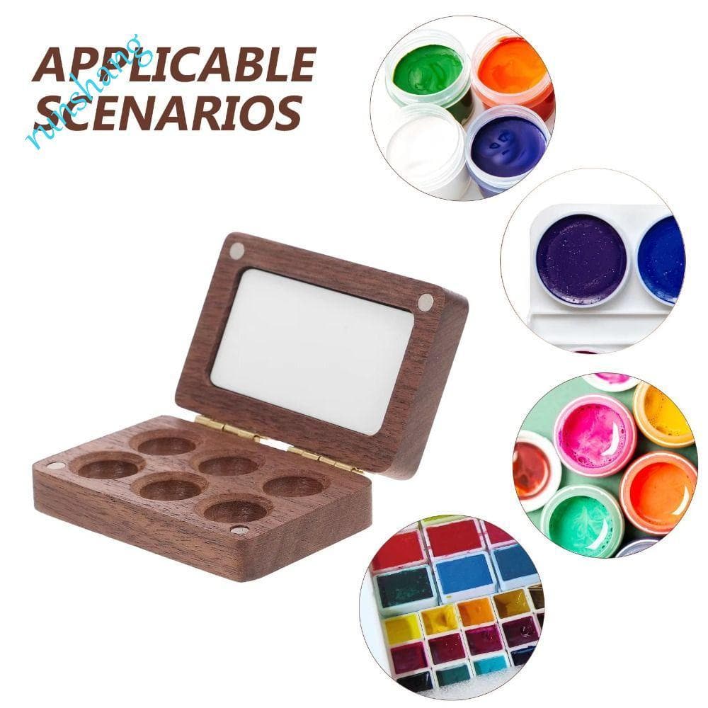 Paleta De Aquarela RUNSHANG , Mini Caixa De Pintura Compacta , Bandeja Portátil Para Mistura De Sucção De Nogueira