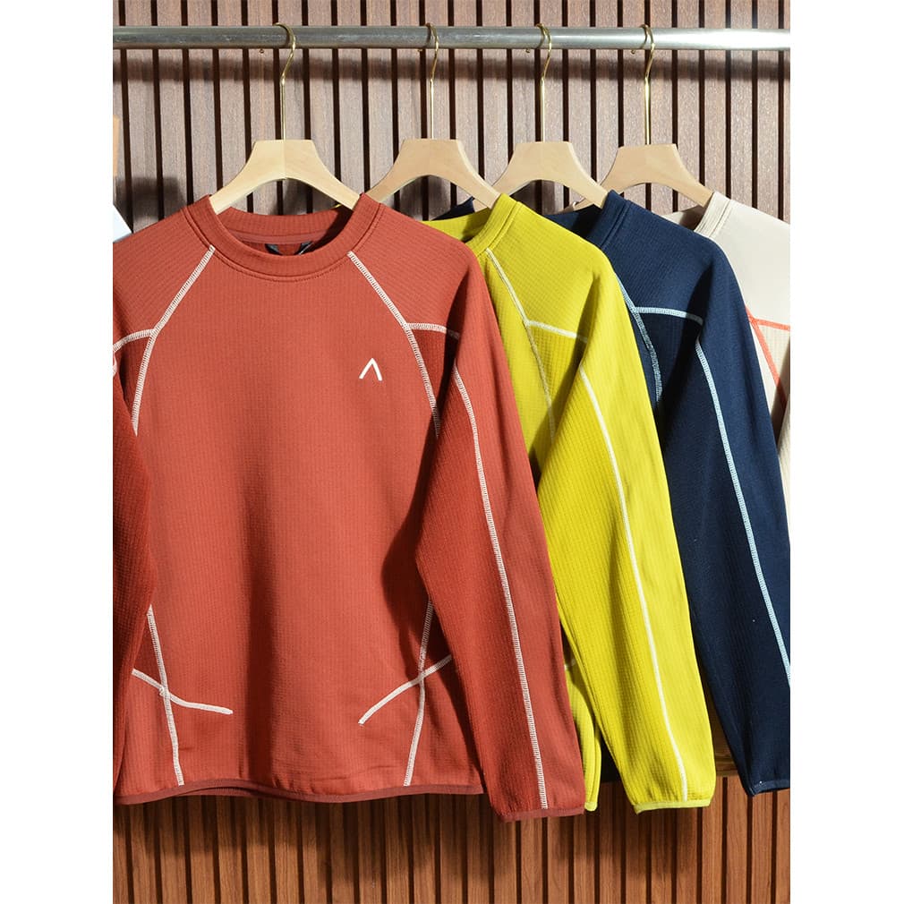 Veludo tridimensional xadrez!Unissex esportes ao ar livre quente Casual em torno do pescoço manga comprida camiseta mole