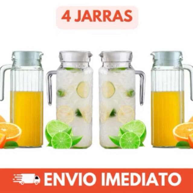 Jarra de Vidro 1L Kit com 4 Unidades