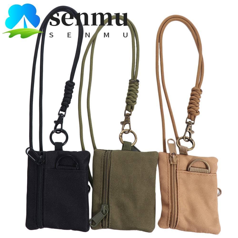 SENMU Bolsa De Moedas Pendurada No Pescoço , Mini Carteira De Tecido Oxford Com Zíper De Nylon , Cordão Porta-Cartões Pe