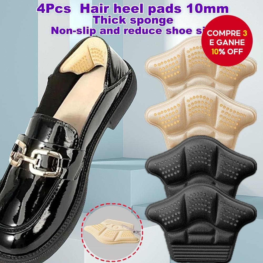 4 Peças de Apoios de Calcanhar Ajustáveis Antiderrapantes para sapatos folgados, com 2cm de espessura.