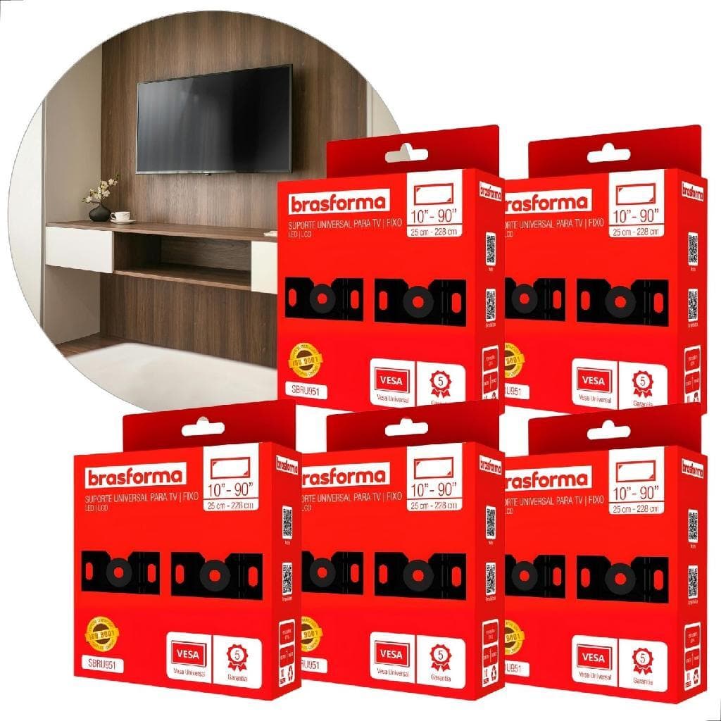 5 Suportes De Tv Led Fixo Universal 10 A 90 Polegadas 40kg