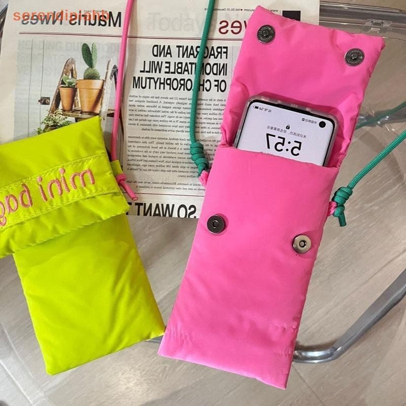 [serendipiahb] Moda Fofa Bolsa De Telefone Simples Verde Rosa Vermelho Ombro Crossbody Meninas Pequena Armazenamento Por