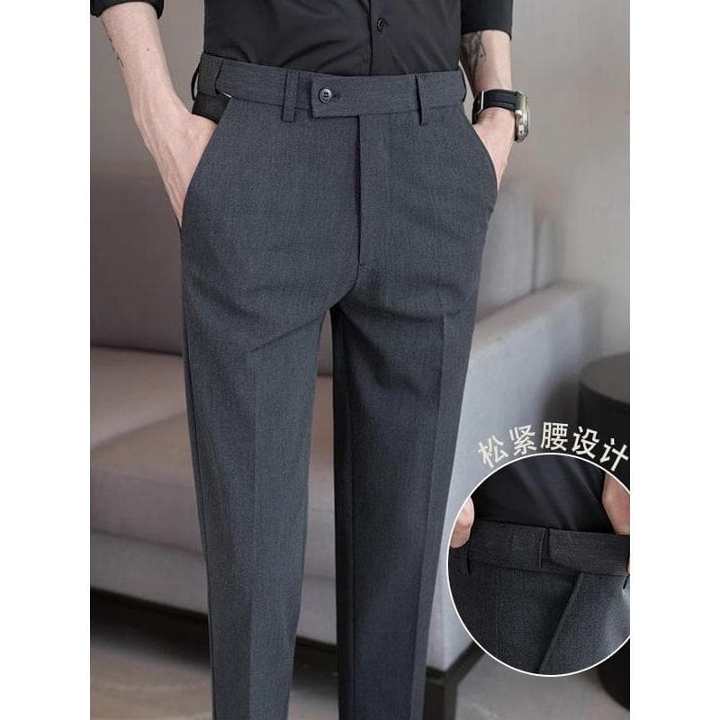 2025 primavera verão cintura elástica elástica tornozelo comprimento calças fino-ajuste masculino Casual negócios Drape 